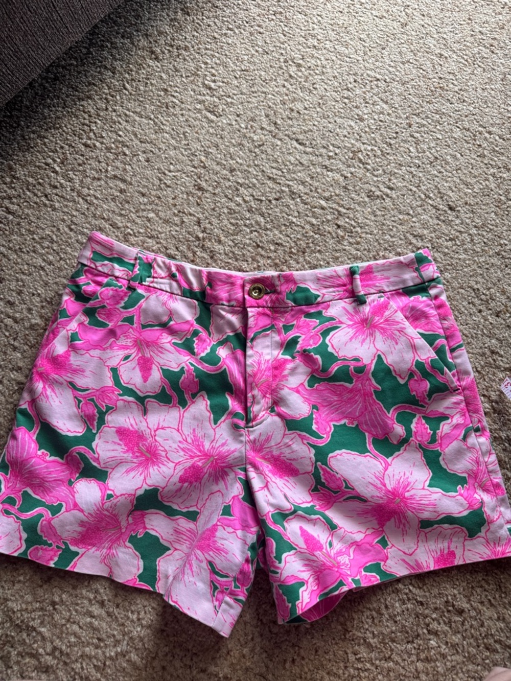 Lilly Pulitzer Pink & Green Floral Gretchen High Rise  Shorts